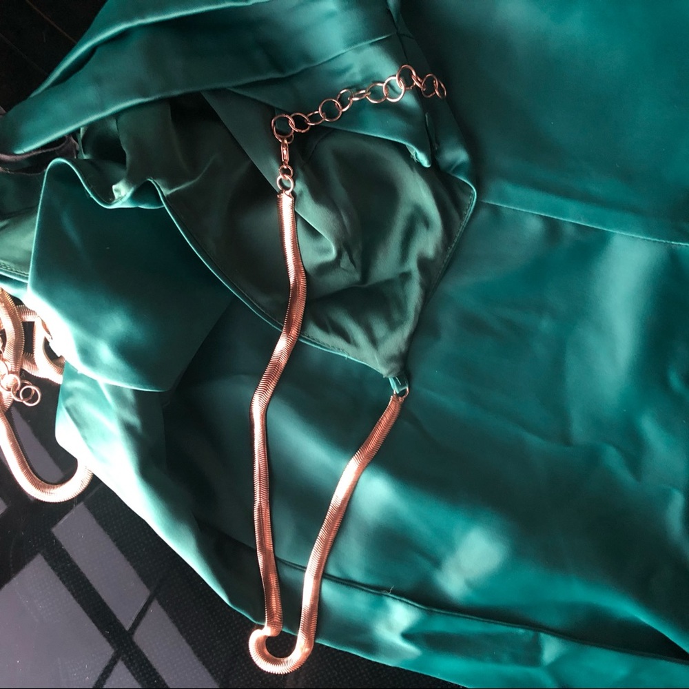 H:ours Sienna Jumpsuit Pants Emerald Green Silky - Picture 4 of 5